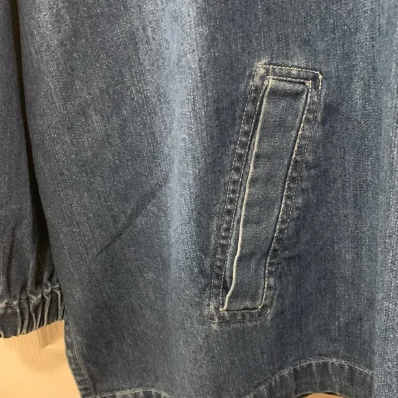 VINTAGE CAROLINA BLUES PLUS DENIM POPOVER JACKET-HOODIE SZ18 -POCKETS/ZIP FRONT - Picture 3 of 7